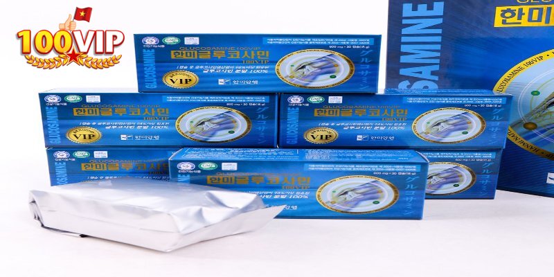 Viên Bổ Khớp Glucosamine 100Vip chứa các thành phần giúp phục hồi và tái tạo khớp